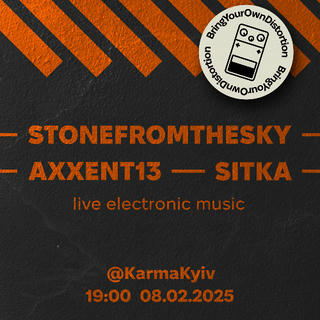 black and ornage poster for the concert at KarmaKyiv